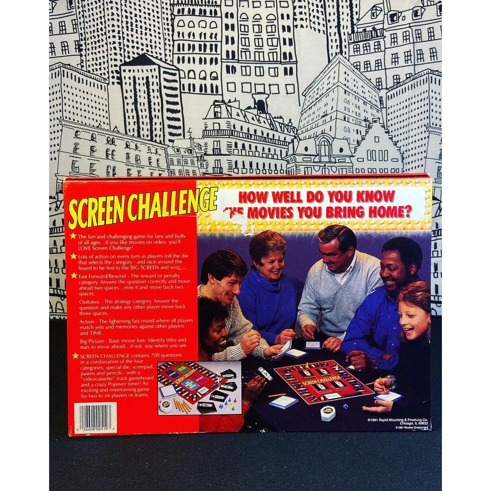 NOB Vintage 1991 Screen Challenge Cadaco 90s Movie Trivia Board Game COMPLETE - Picture 3 of 11